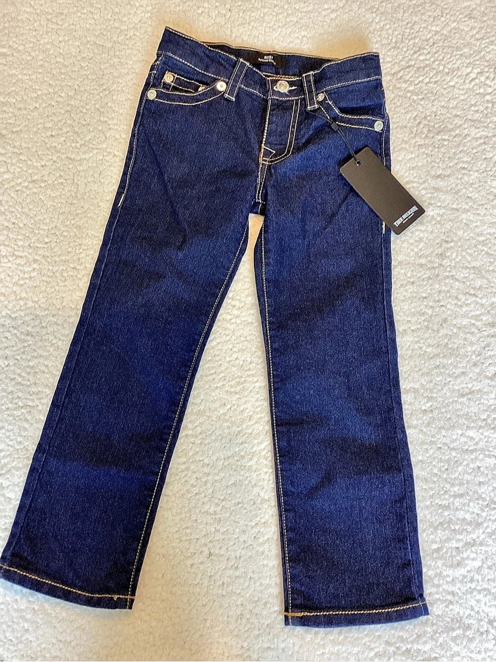 True Religion Kids Ricky Jeans Size 5 Dark Wash Y2K Straight Leg NWT